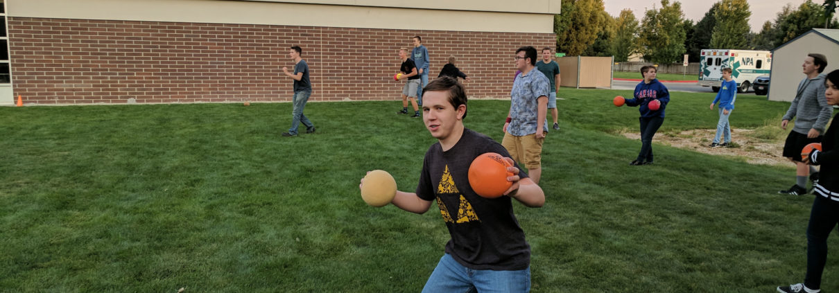 Student preparing to win dodgeball