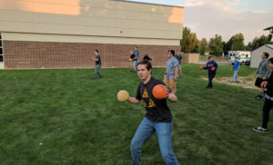 Student preparing to win dodgeball